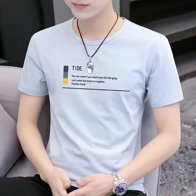 Men Grey T-shirt Short Sleeve Summer 2024