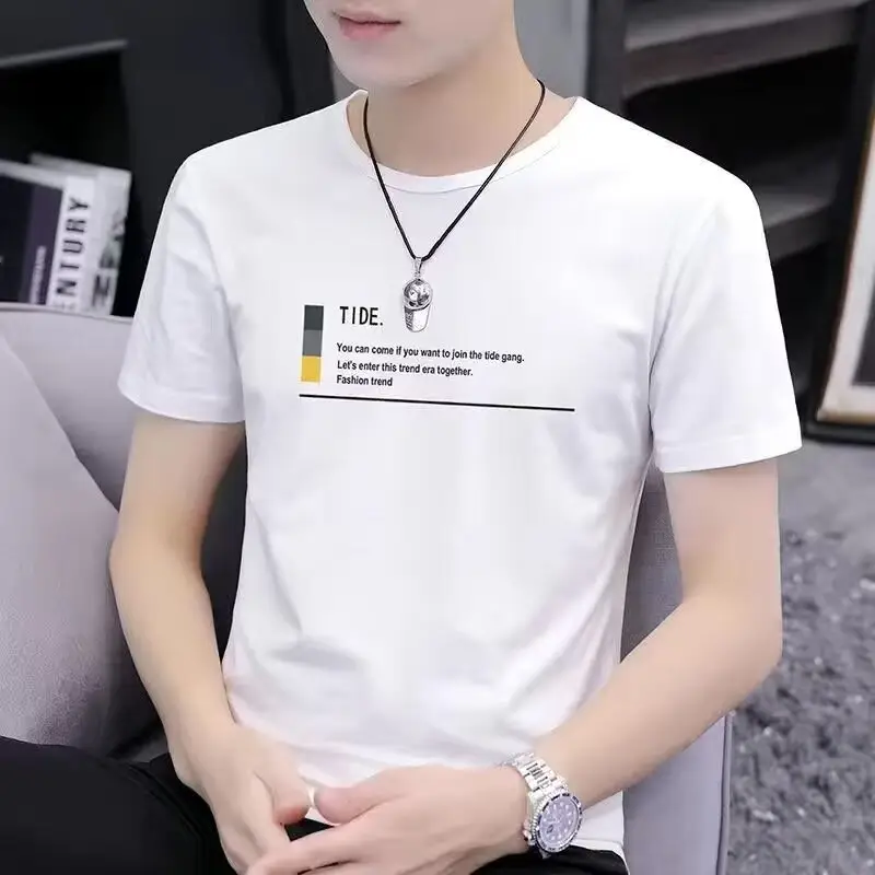 Men Grey T-shirt Short Sleeve Summer 2024