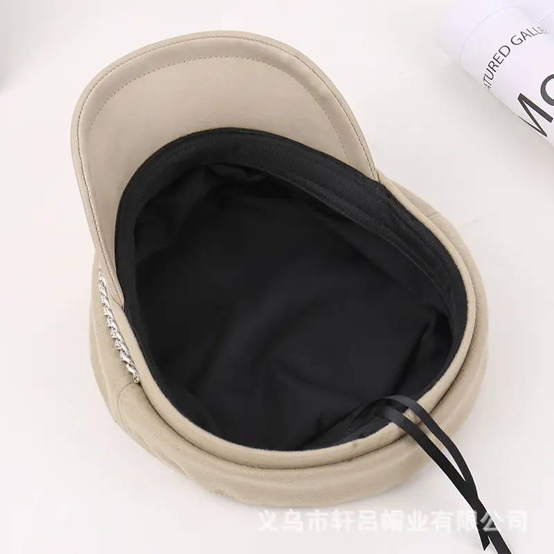 New H Chain Sunshade Flat Cap Women Brown - Image 8