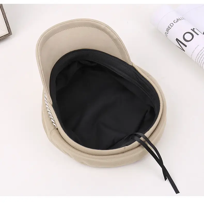 New H Chain Sunshade Flat Cap Women Brown — feature 30