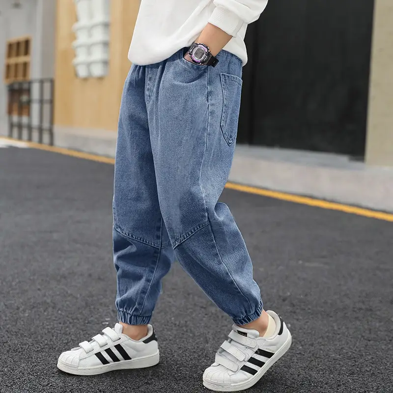 Children's jeans boys 2024 factory wholesale walking pants spring and autumn new big and small children's black trousers