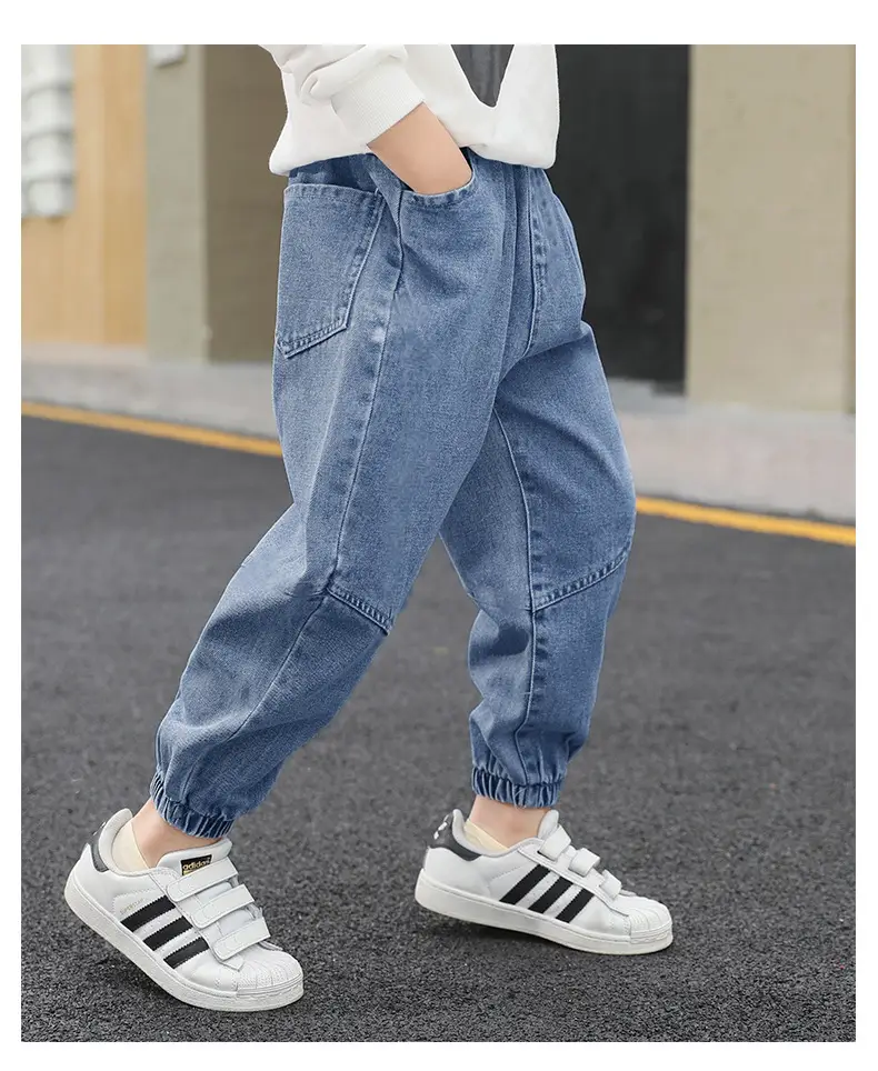 Children's jeans boys 2024 factory wholesale walking pants spring and autumn new big and small children's black trousers — feature 8