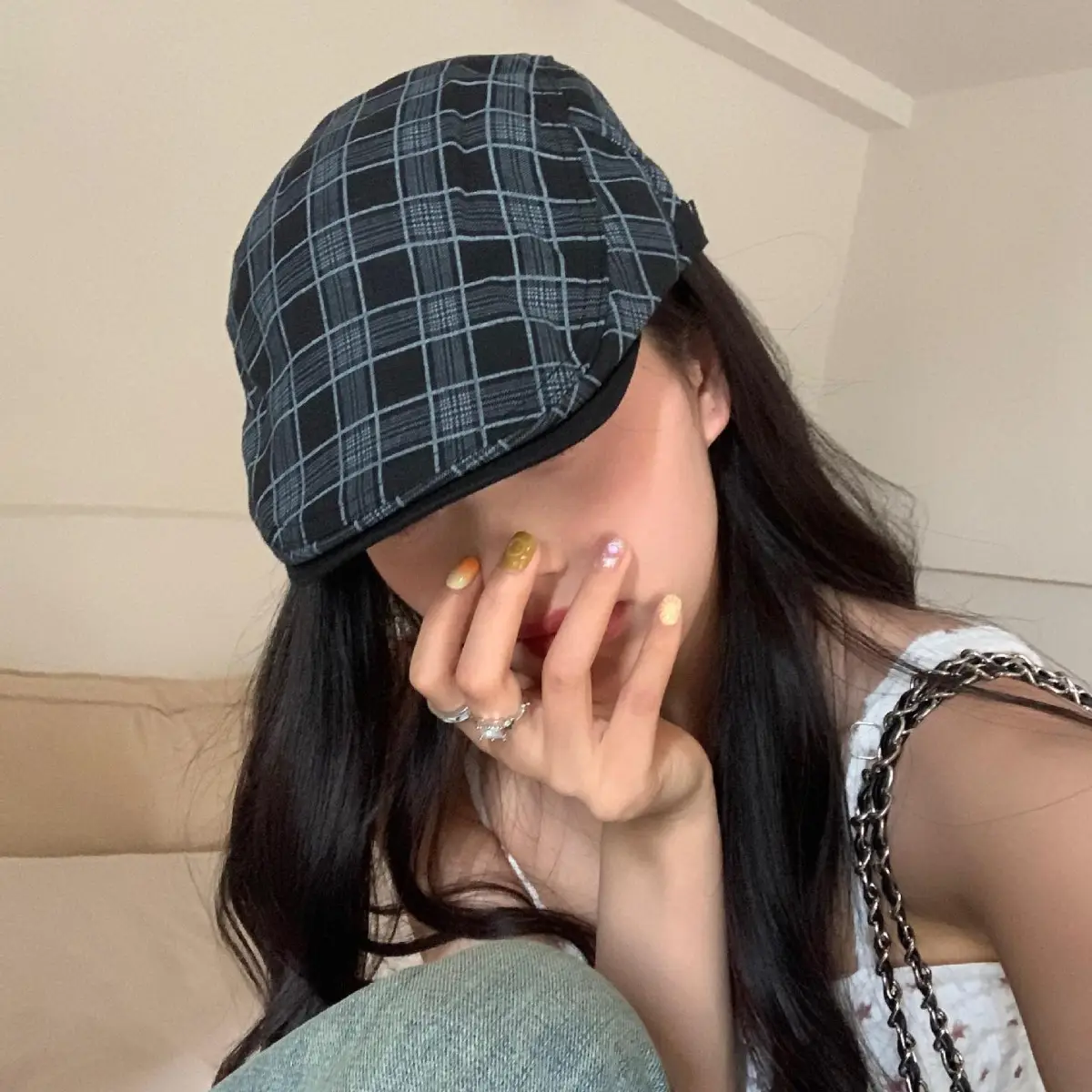 Summer Plaid Duckling Cap for Men - Image 7