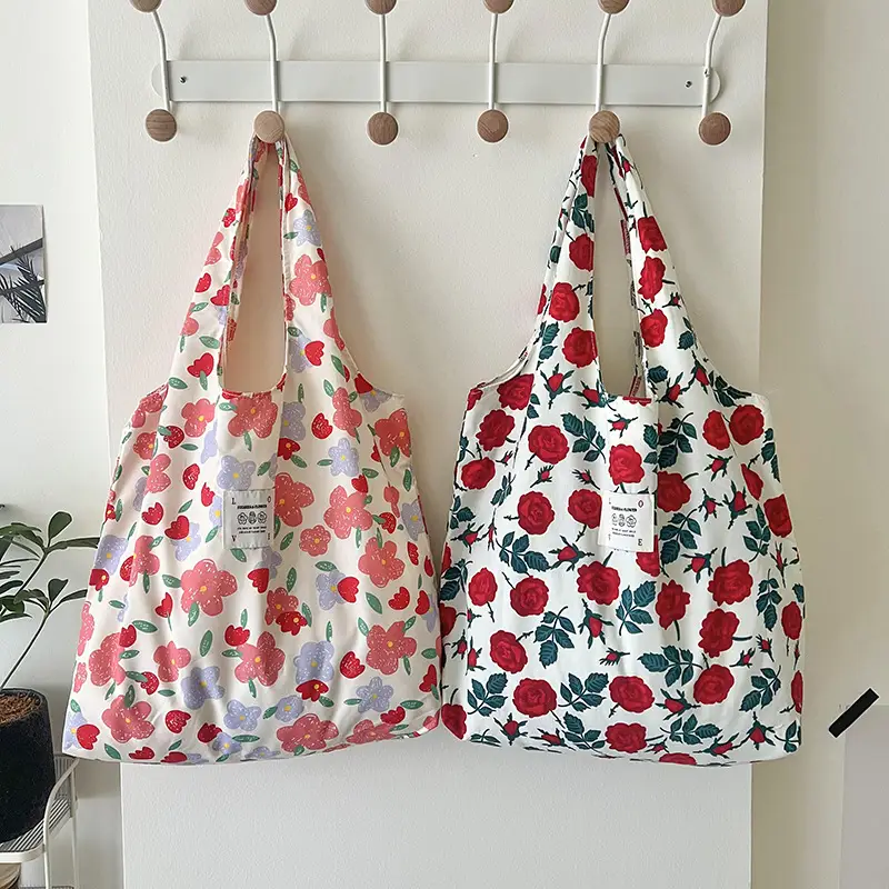 Summer Floral Handbag Set High-Grade Canvas Small Large - Image 12