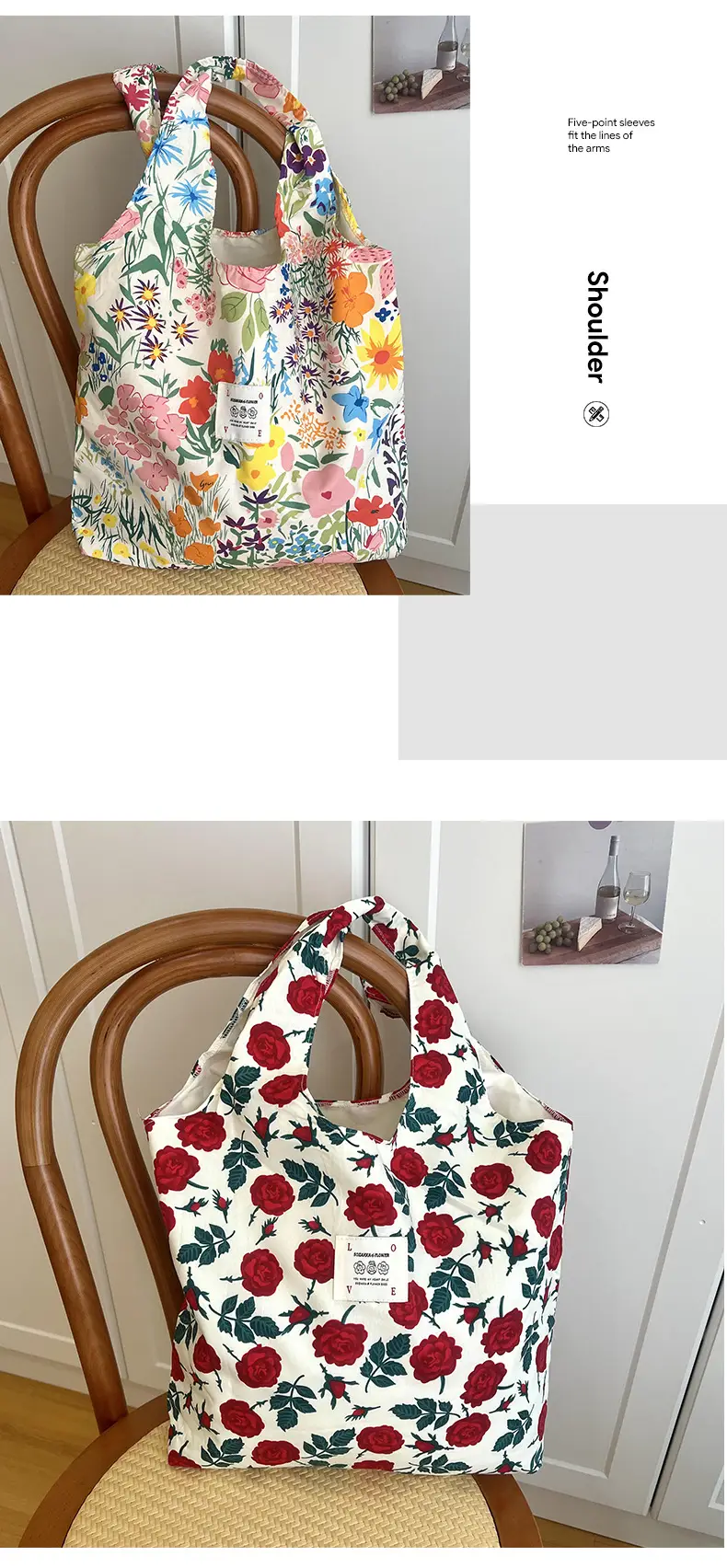 Summer Floral Handbag Set High-Grade Canvas Small Large — feature 11