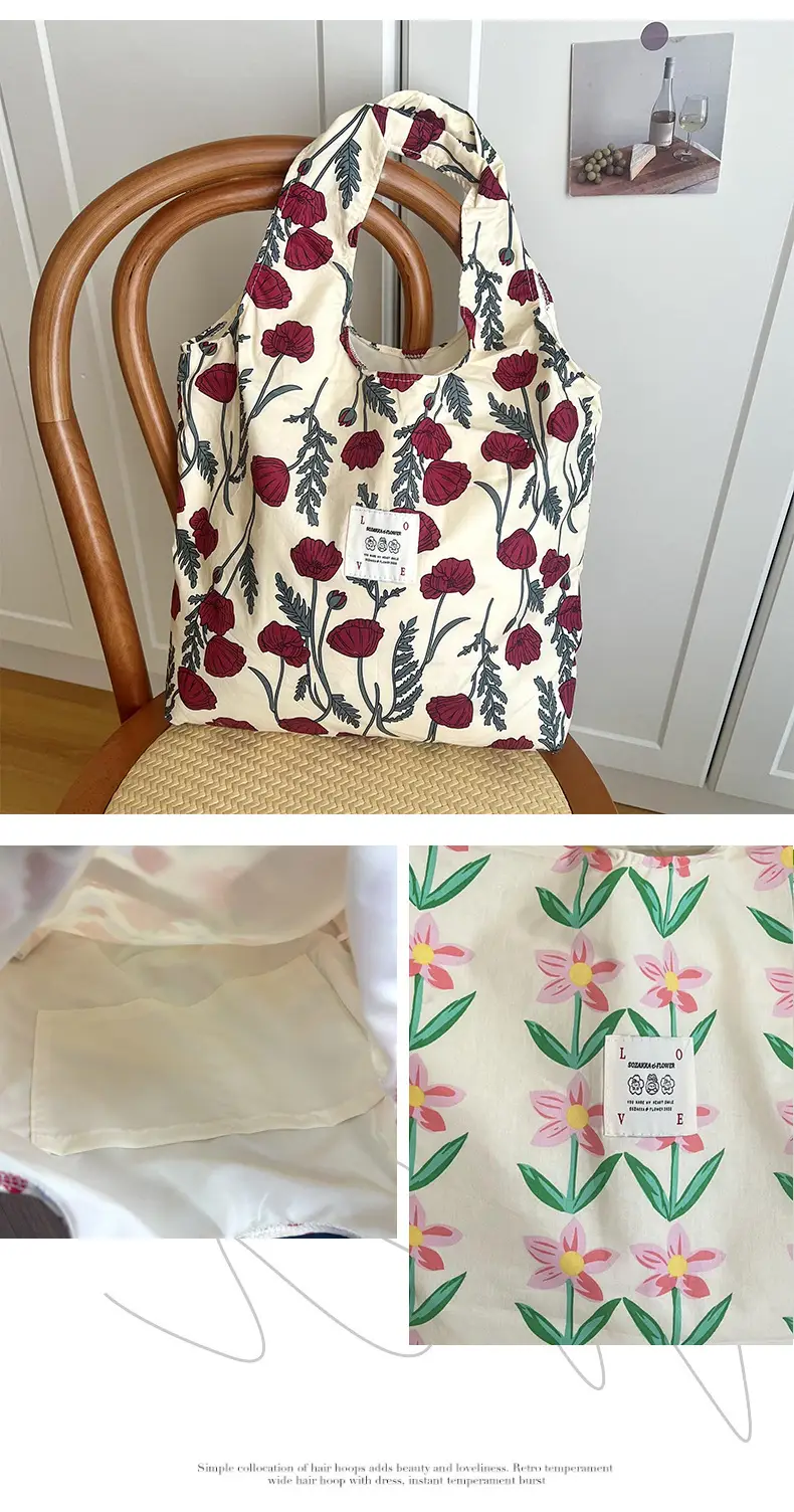 Summer Floral Handbag Set High-Grade Canvas Small Large — feature 7