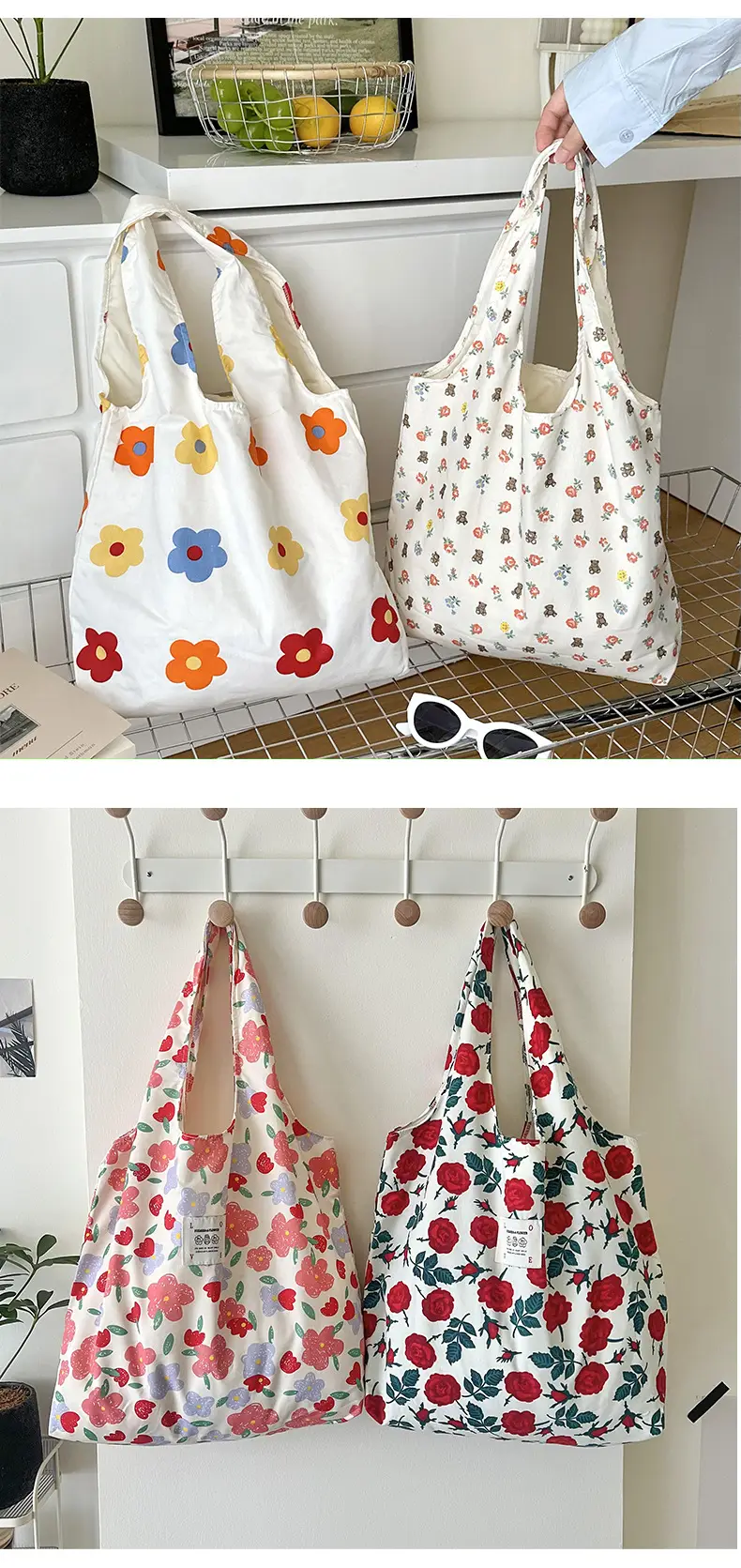 Summer Floral Handbag Set High-Grade Canvas Small Large — feature 9