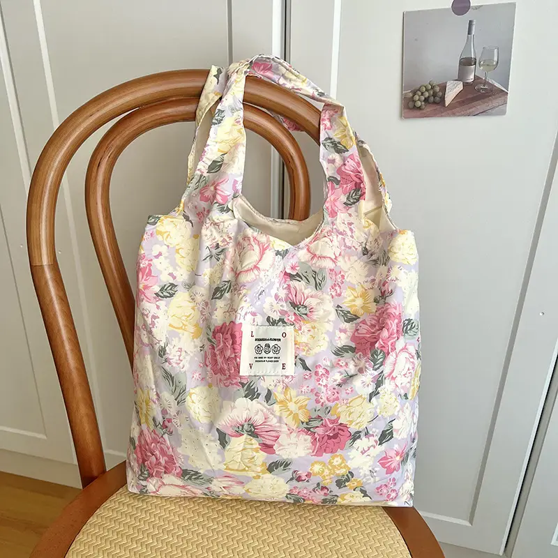 Summer Floral Handbag Set High-Grade Canvas Small Large - Image 3