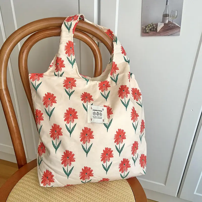 Summer Floral Handbag Set High-Grade Canvas Small Large - Image 4