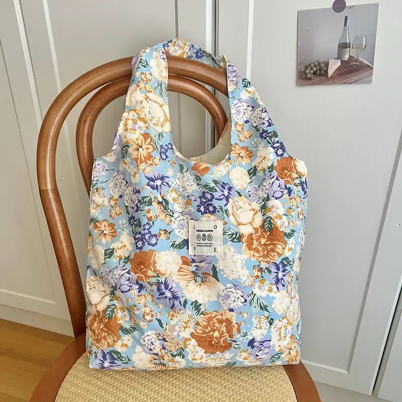Summer Floral Handbag Set High-Grade Canvas Small Large - Image 5