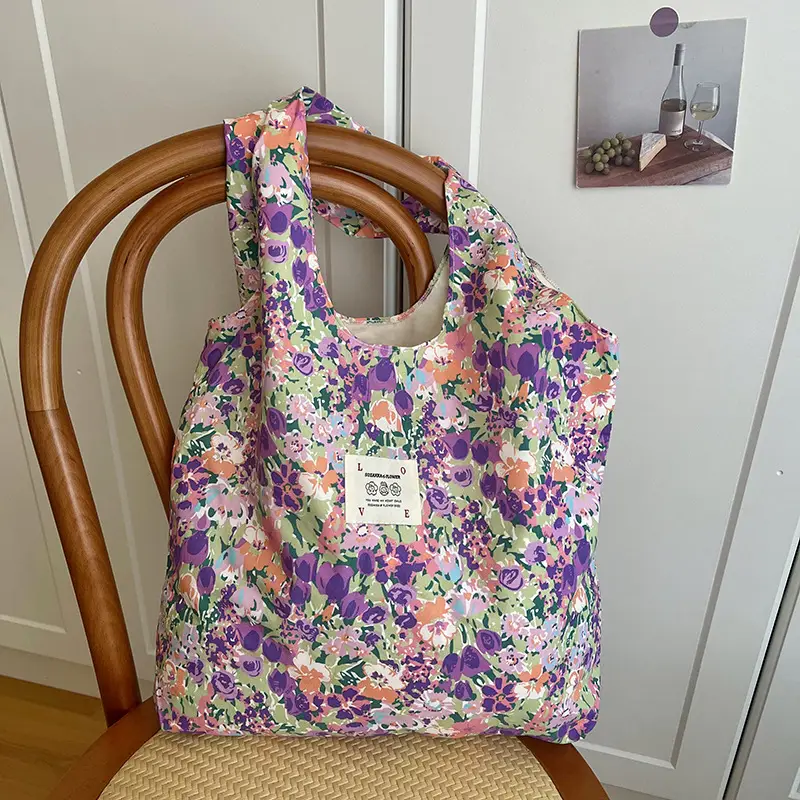 Summer Floral Handbag Set High-Grade Canvas Small Large - Image 7