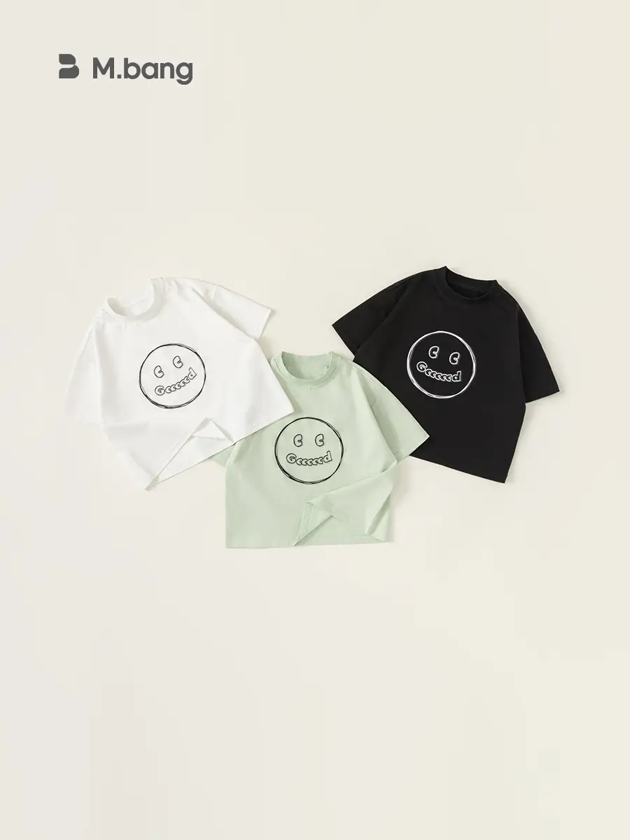 Yubao Boys Black Short Sleeve T-Shirt with New Smiley Print - Image 5