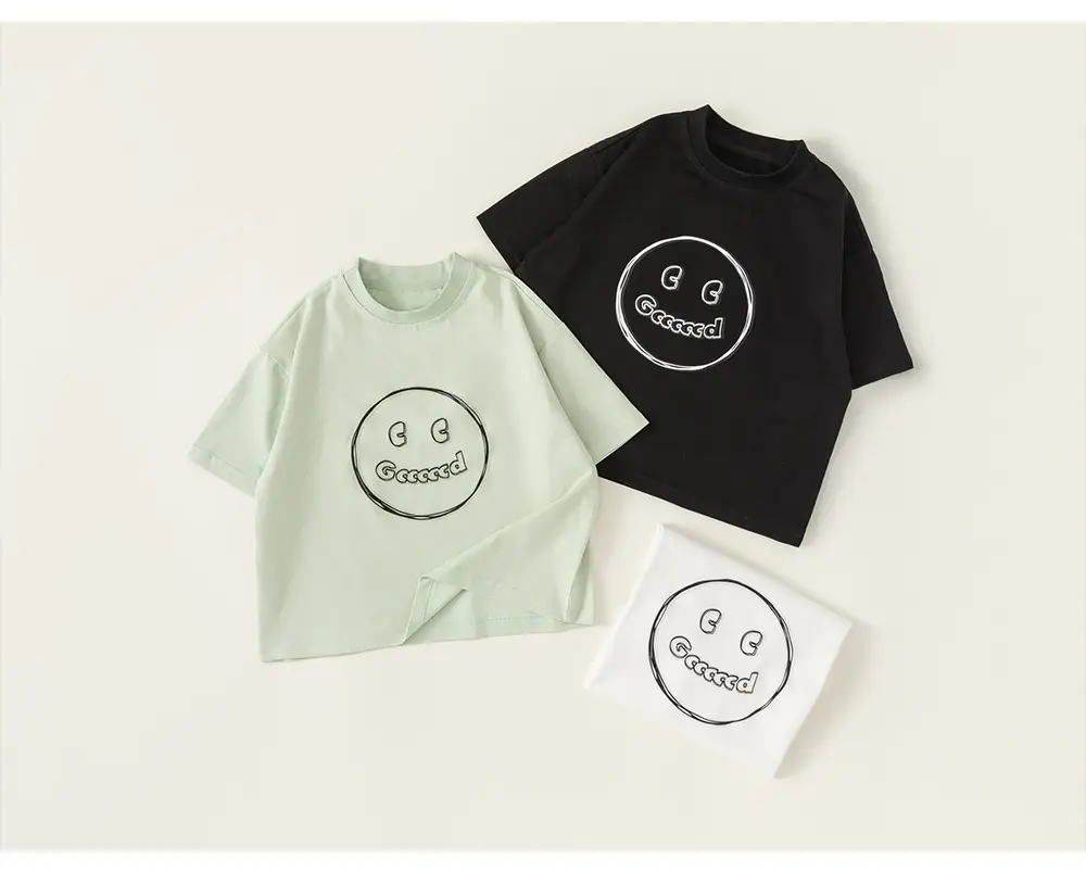 Yubao Boys Black Short Sleeve T-Shirt with New Smiley Print — feature 12