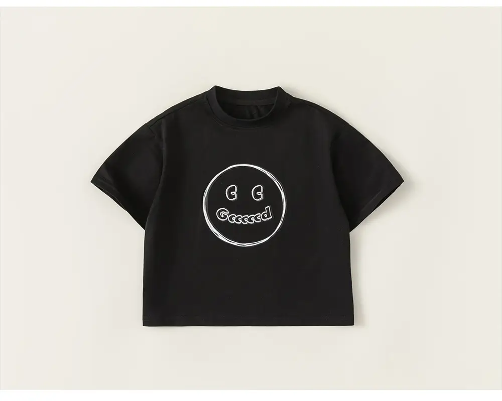 Yubao Boys Black Short Sleeve T-Shirt with New Smiley Print — feature 15