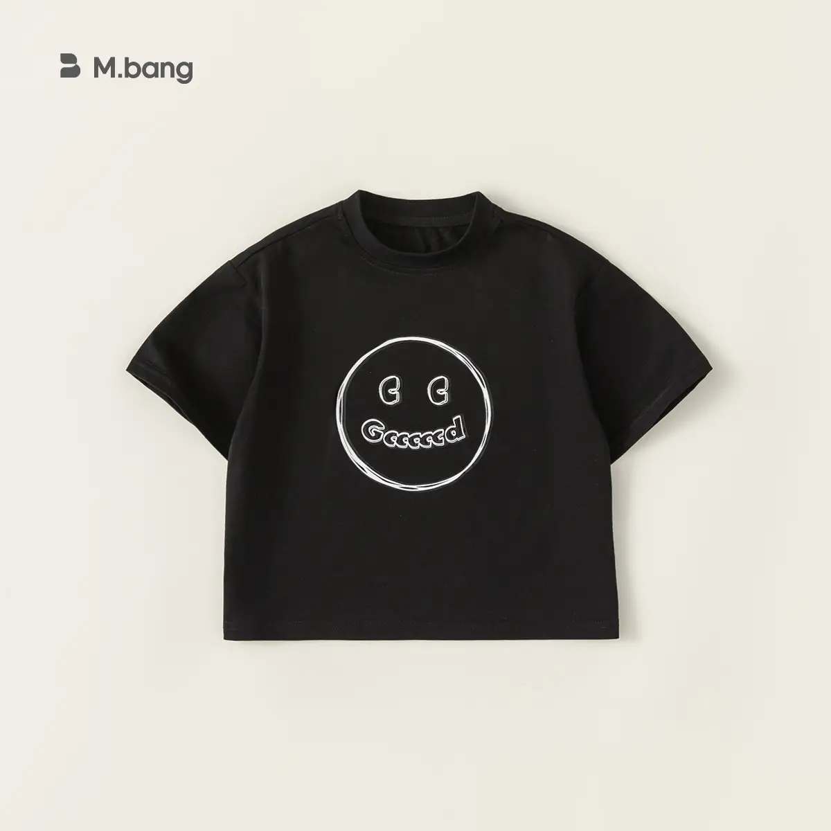 Yubao Boys Black Short Sleeve T-Shirt with New Smiley Print - Image 3