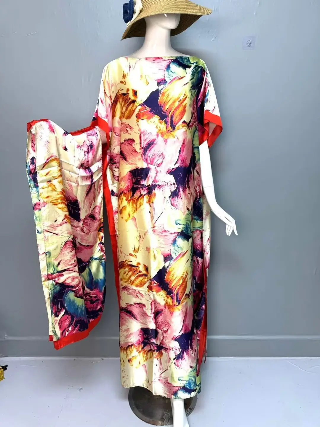 Cross-Border Hot-Selling Source Factory African Robe Clothing Kaftan Long Dress with Headscarf Set — feature 13
