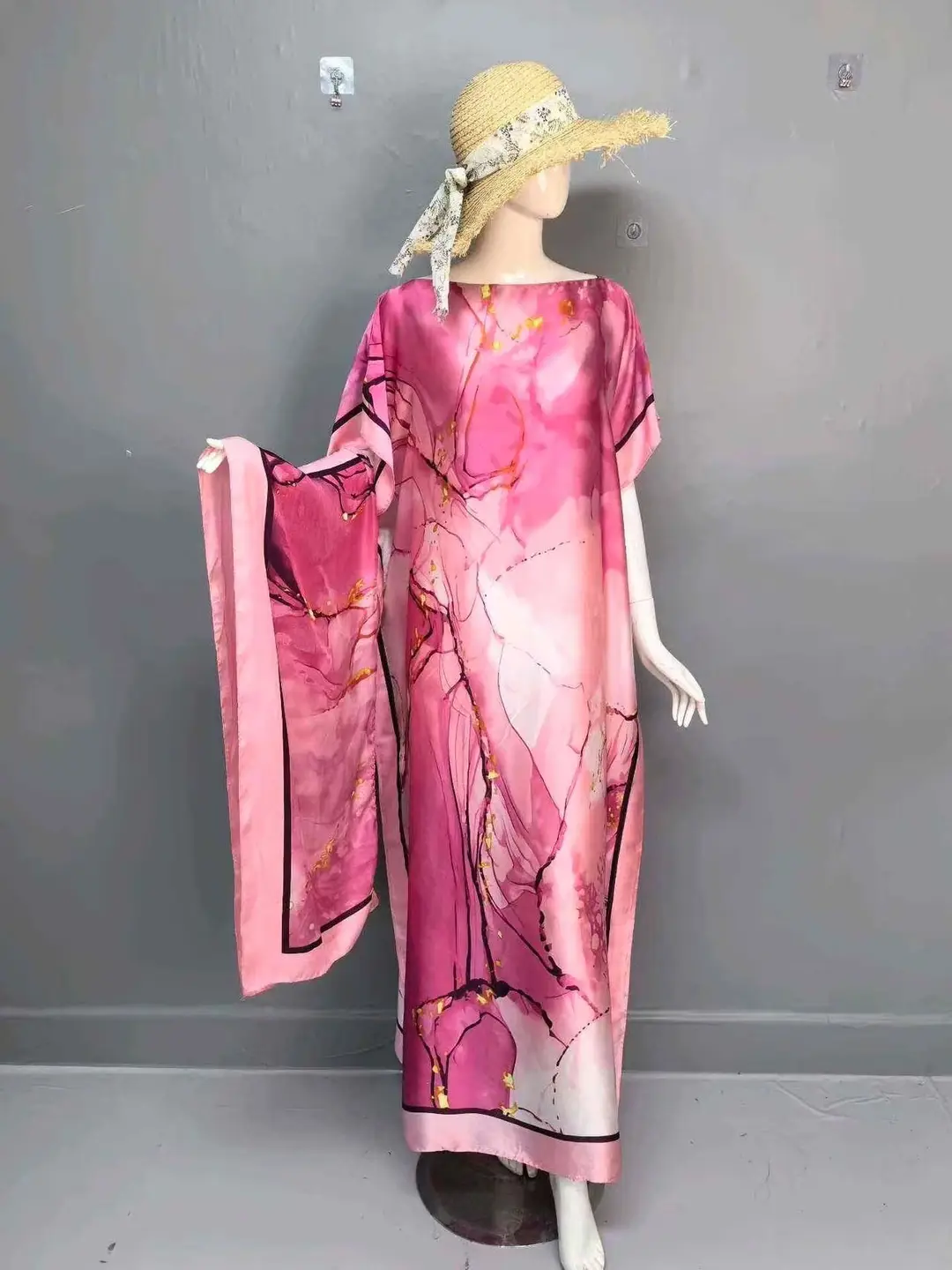 Cross-Border Hot-Selling Source Factory African Robe Clothing Kaftan Long Dress with Headscarf Set — feature 15