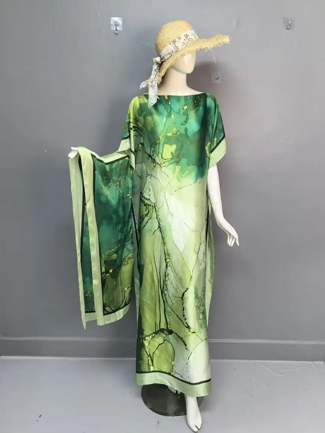 Cross-Border Hot-Selling Source Factory African Robe Clothing Kaftan Long Dress with Headscarf Set — feature 17