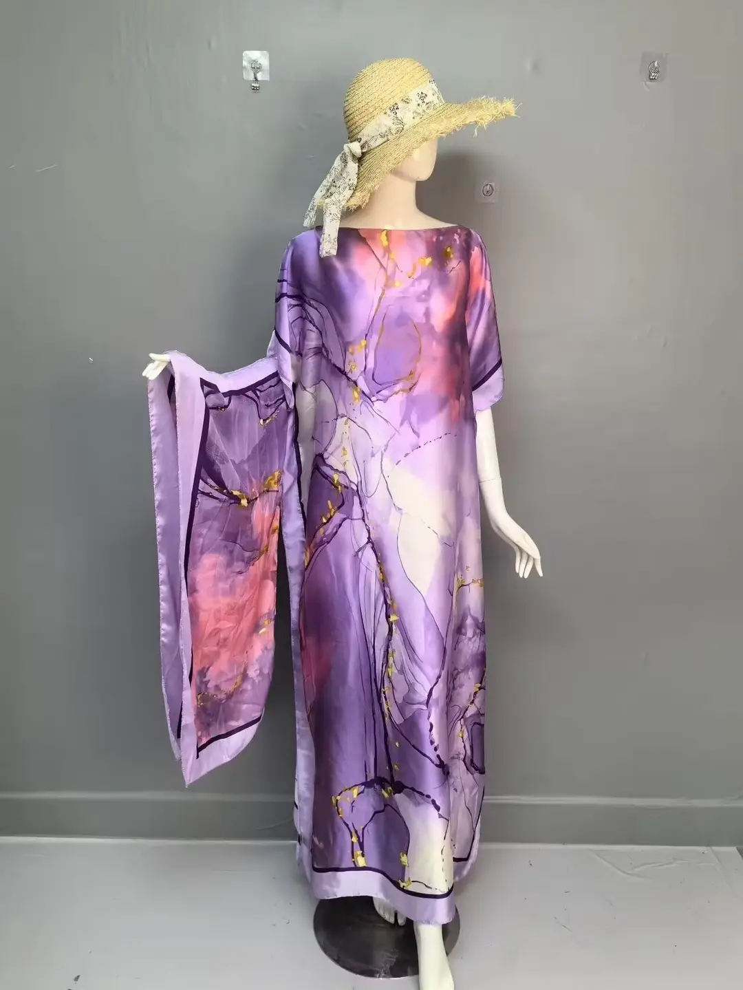 Cross-Border Hot-Selling Source Factory African Robe Clothing Kaftan Long Dress with Headscarf Set — feature 18