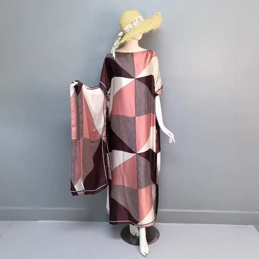 Cross-Border Hot-Selling Source Factory African Robe Clothing Kaftan Long Dress with Headscarf Set — feature 28