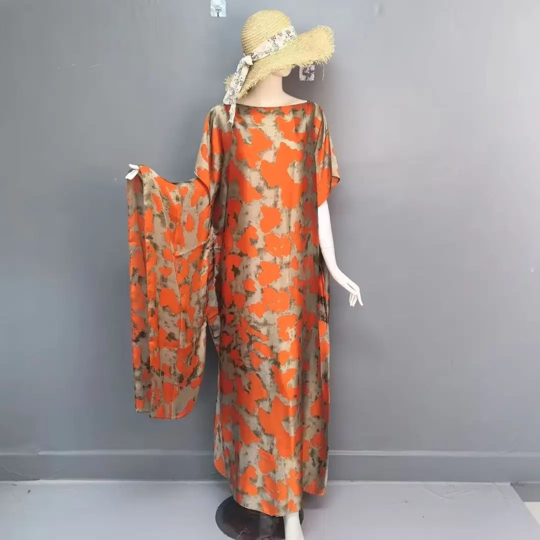 Cross-Border Hot-Selling Source Factory African Robe Clothing Kaftan Long Dress with Headscarf Set — feature 3