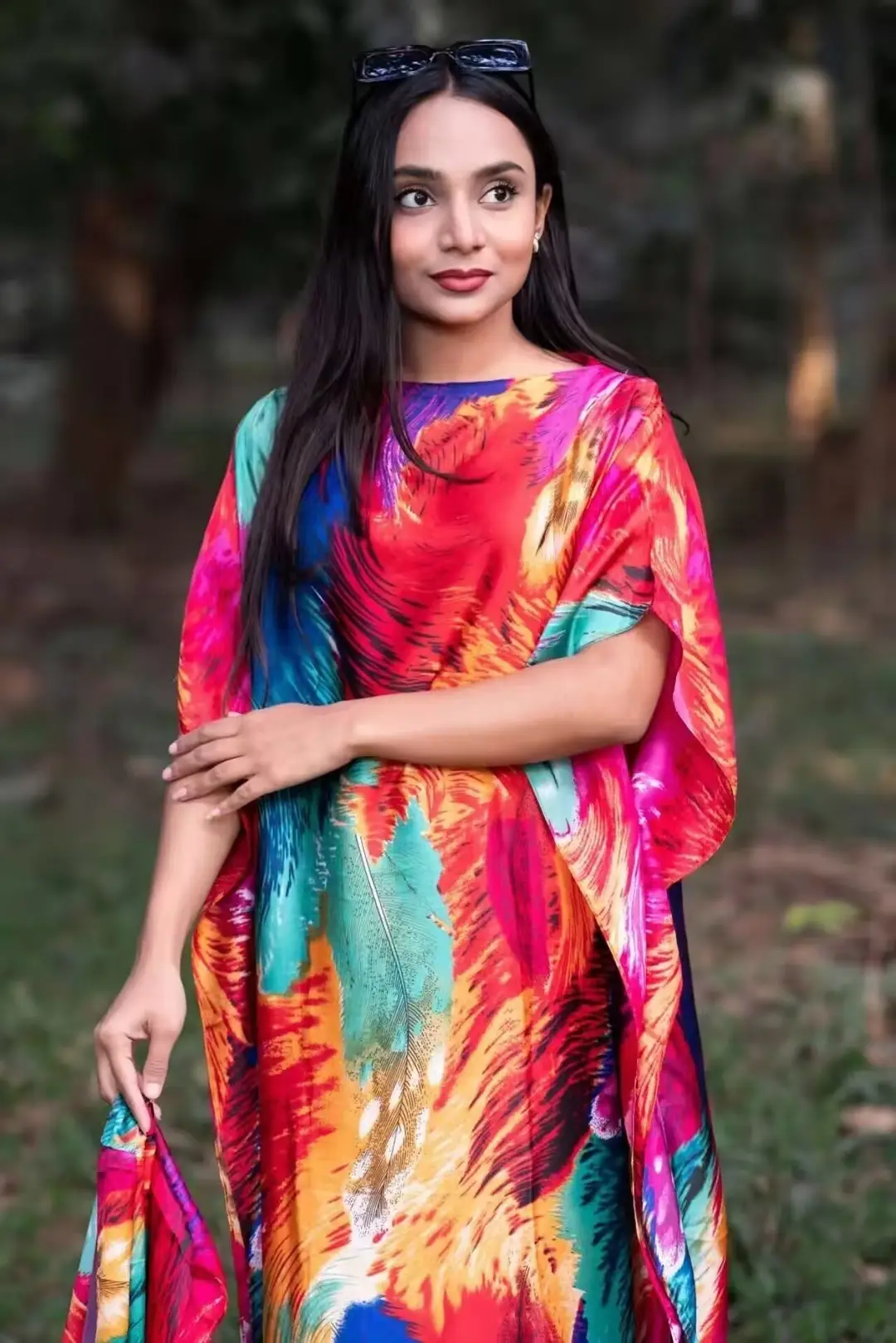 Cross-Border Hot-Selling Source Factory African Robe Clothing Kaftan Long Dress with Headscarf Set — feature 30