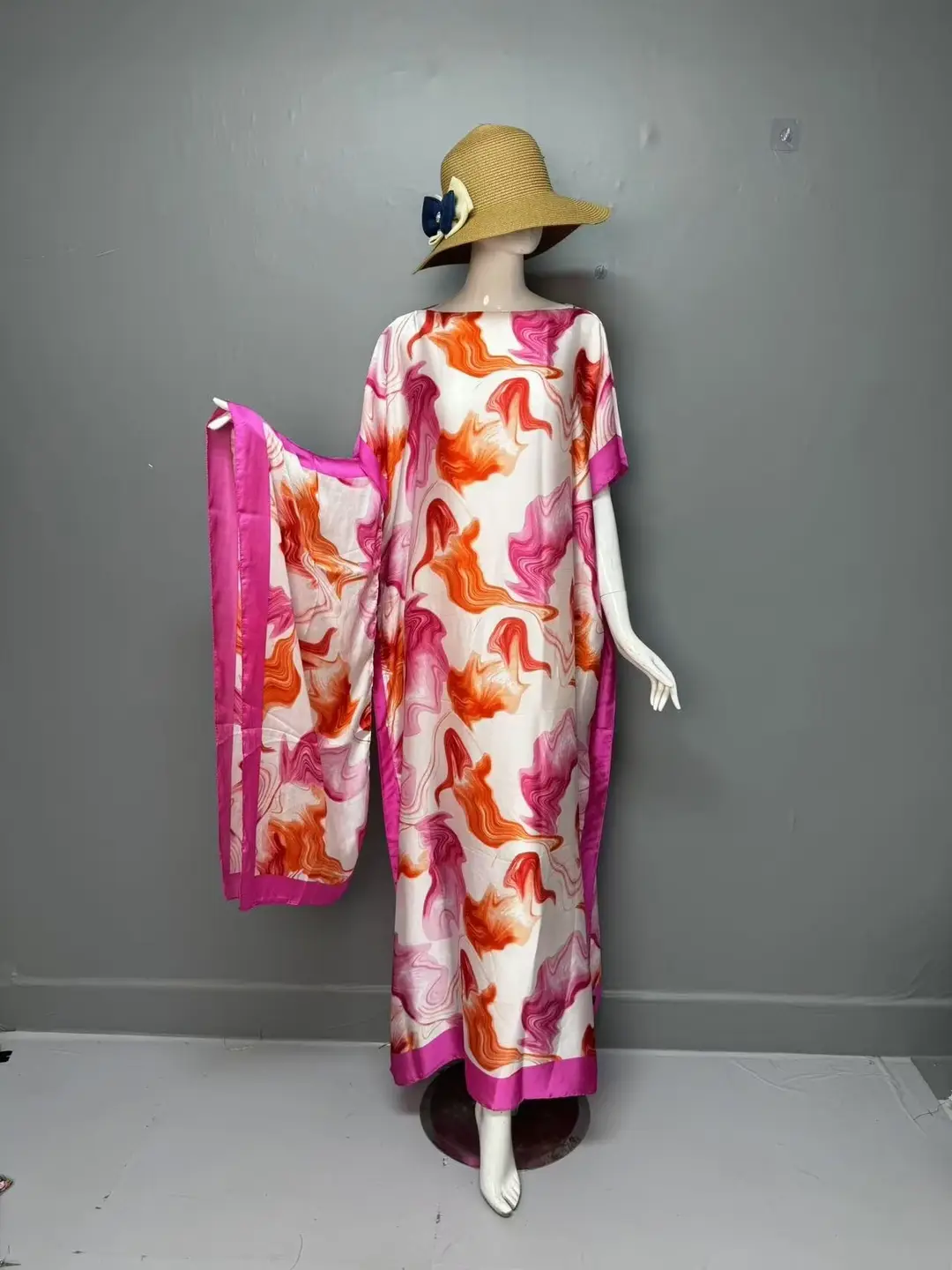 Cross-Border Hot-Selling Source Factory African Robe Clothing Kaftan Long Dress with Headscarf Set — feature 31