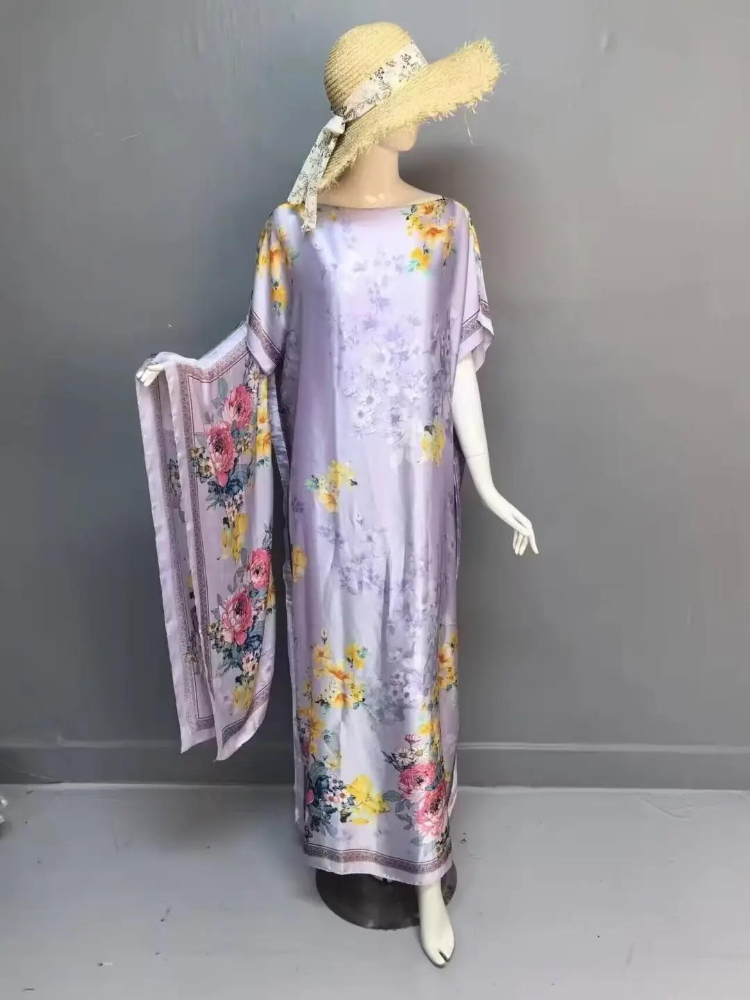Cross-Border Hot-Selling Source Factory African Robe Clothing Kaftan Long Dress with Headscarf Set — feature 35