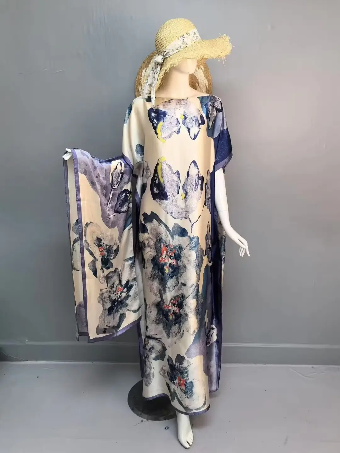 Cross-Border Hot-Selling Source Factory African Robe Clothing Kaftan Long Dress with Headscarf Set — feature 37