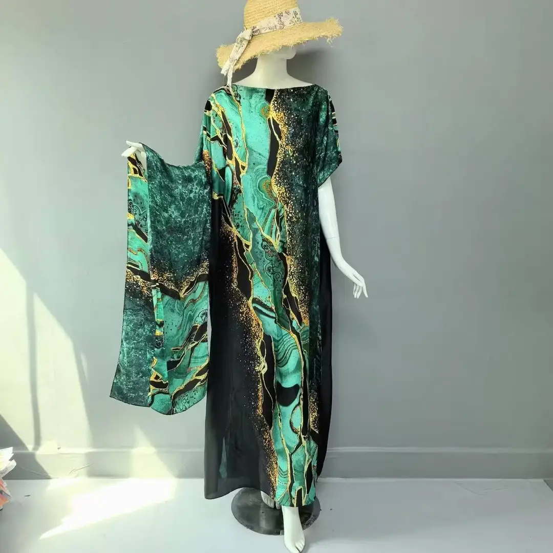 Cross-Border Hot-Selling Source Factory African Robe Clothing Kaftan Long Dress with Headscarf Set — feature 6