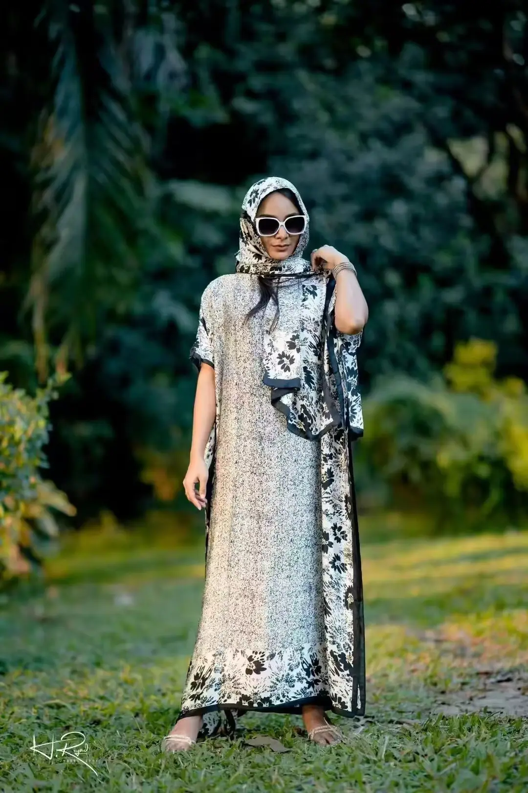 Cross-Border Hot-Selling Source Factory African Robe Clothing Kaftan Long Dress with Headscarf Set — feature 8