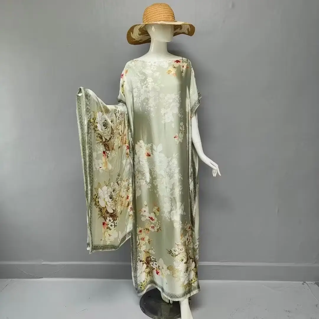 Cross-Border Hot-Selling Source Factory African Robe Clothing Kaftan Long Dress with Headscarf Set