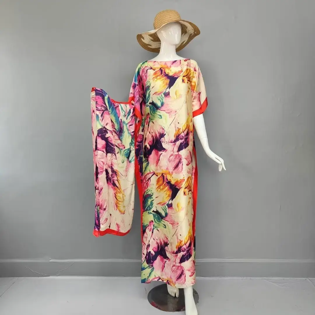 Cross-Border Hot-Selling Source Factory African Robe Clothing Kaftan Long Dress with Headscarf Set