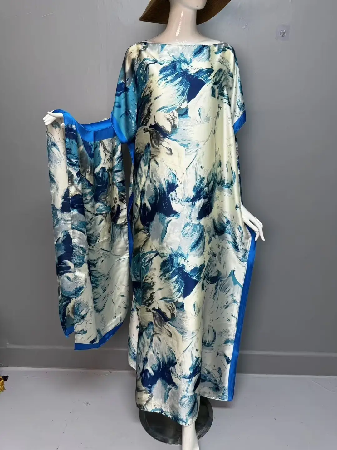 Cross-Border Hot-Selling Source Factory African Robe Clothing Kaftan Long Dress with Headscarf Set