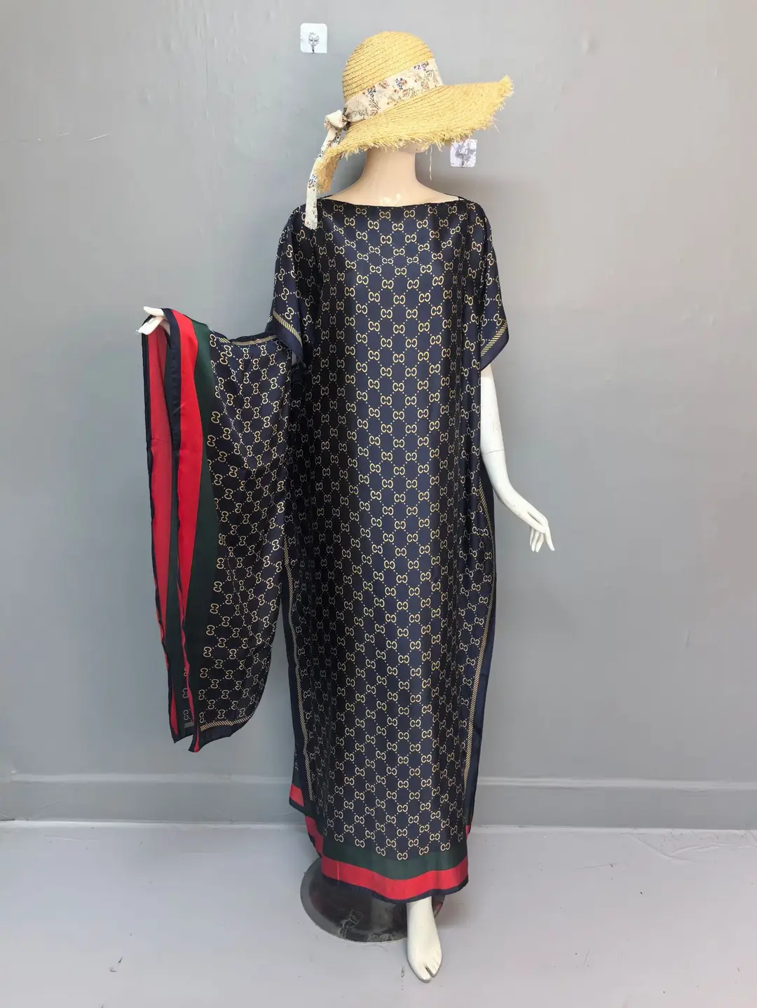 Cross-Border Hot-Selling Source Factory African Robe Clothing Kaftan Long Dress with Headscarf Set