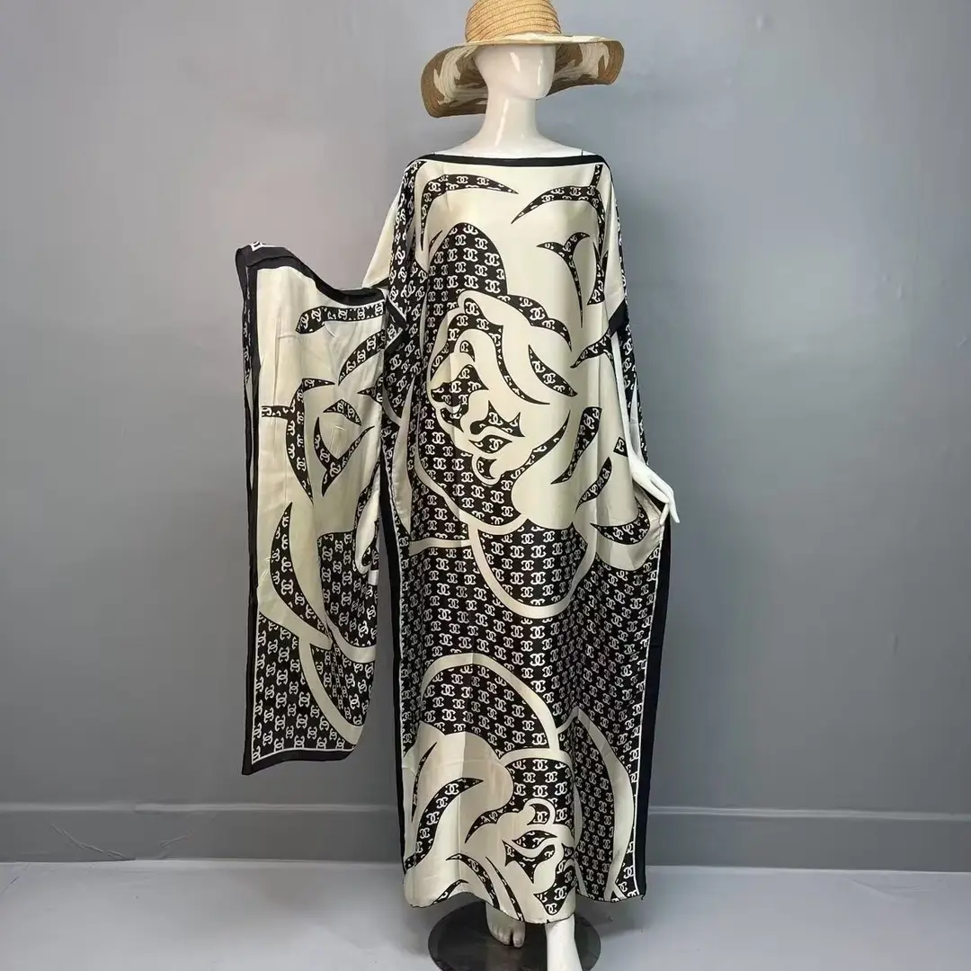 Cross-Border Hot-Selling Source Factory African Robe Clothing Kaftan Long Dress with Headscarf Set