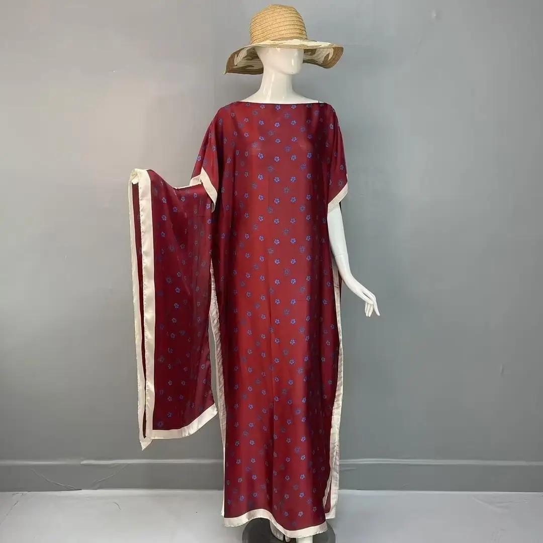 Cross-Border Hot-Selling Source Factory African Robe Clothing Kaftan Long Dress with Headscarf Set