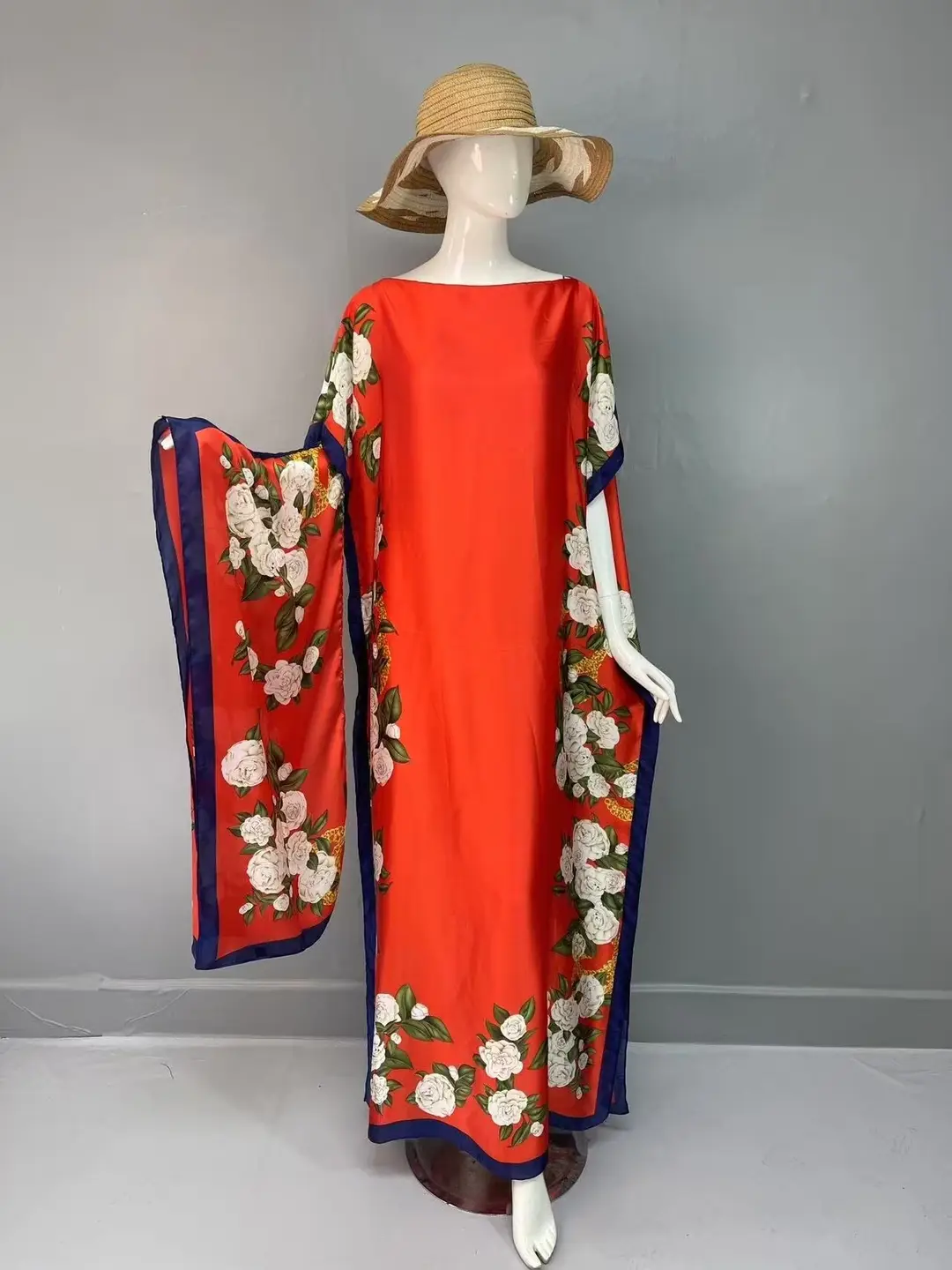 Cross-Border Hot-Selling Source Factory African Robe Clothing Kaftan Long Dress with Headscarf Set