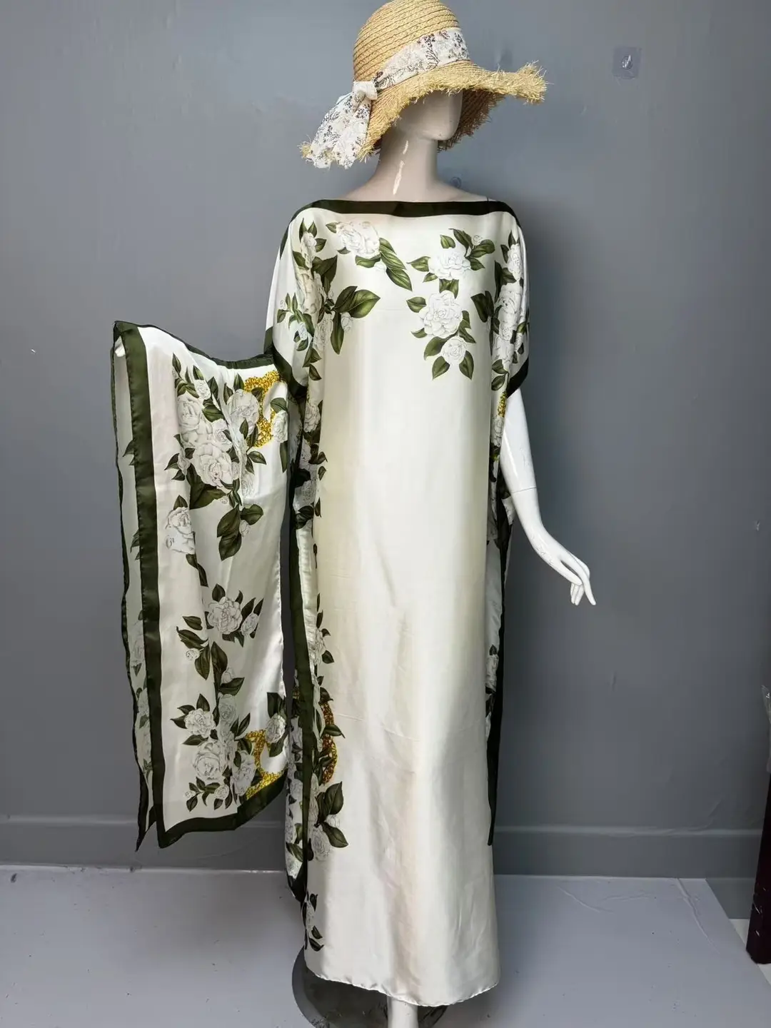 Cross-Border Hot-Selling Source Factory African Robe Clothing Kaftan Long Dress with Headscarf Set