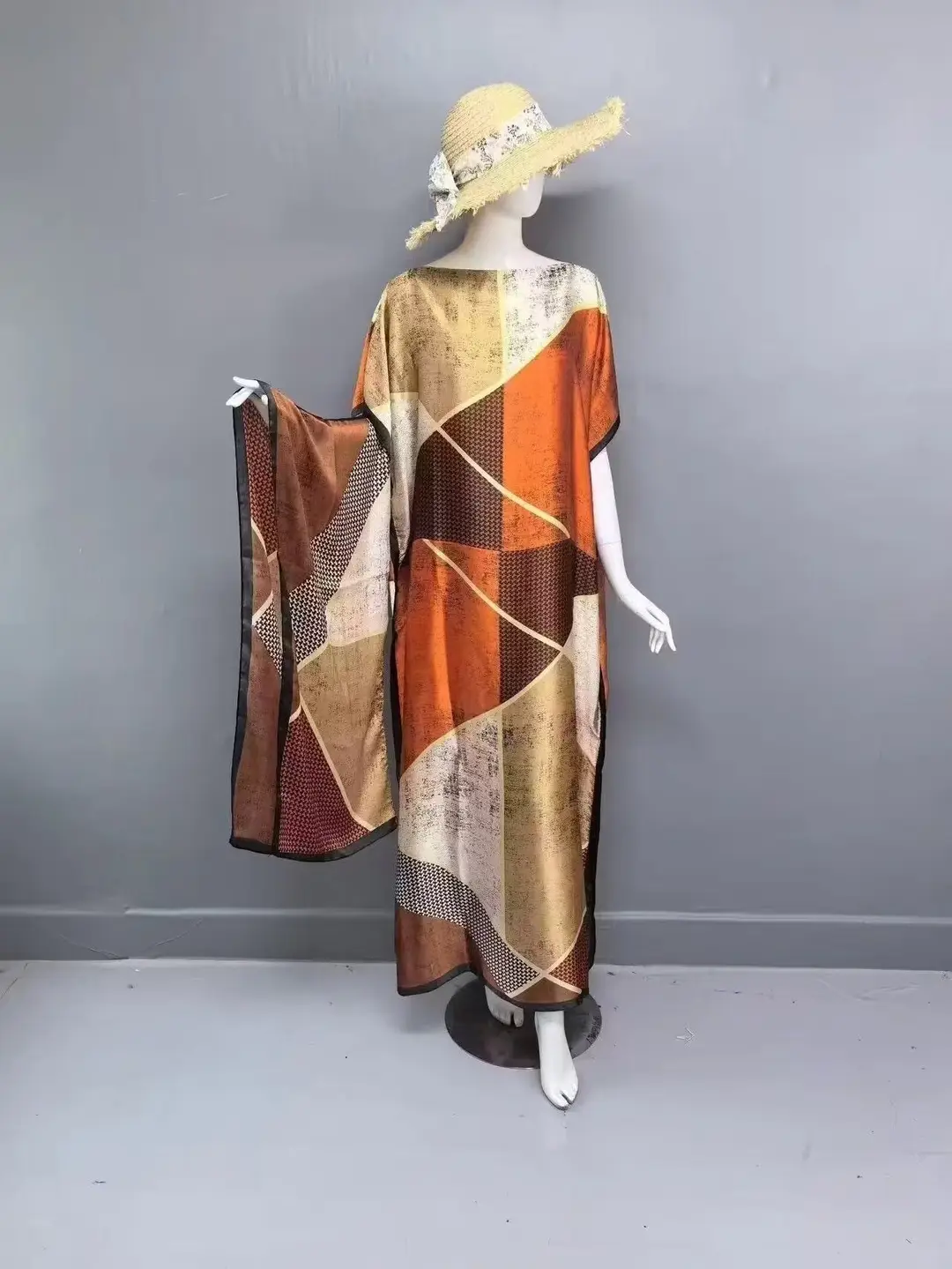 Cross-Border Hot-Selling Source Factory African Robe Clothing Kaftan Long Dress with Headscarf Set