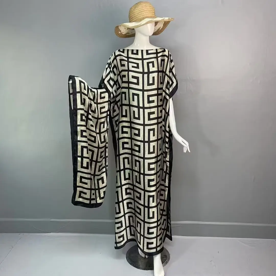 Cross-Border Hot-Selling Source Factory African Robe Clothing Kaftan Long Dress with Headscarf Set