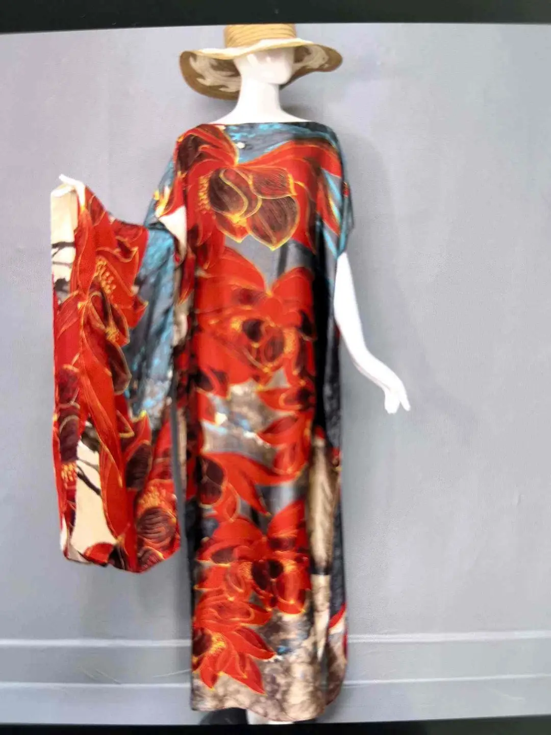 Cross-Border Hot-Selling Source Factory African Robe Clothing Kaftan Long Dress with Headscarf Set