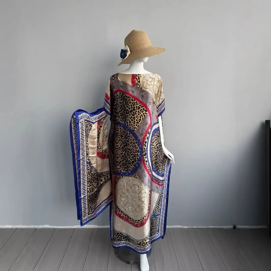 Cross-Border Hot-Selling Source Factory African Robe Clothing Kaftan Long Dress with Headscarf Set