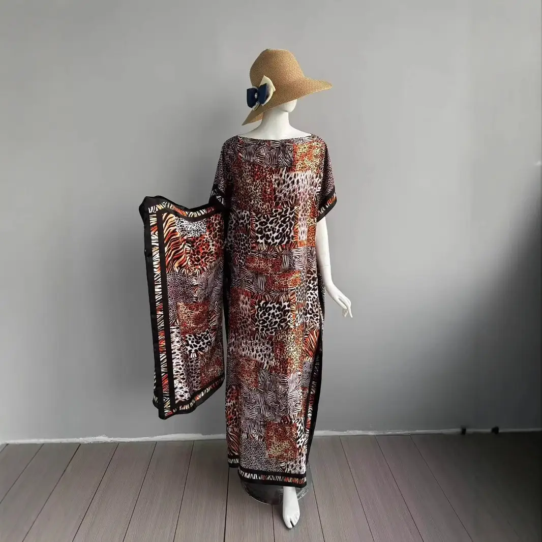 Cross-Border Hot-Selling Source Factory African Robe Clothing Kaftan Long Dress with Headscarf Set