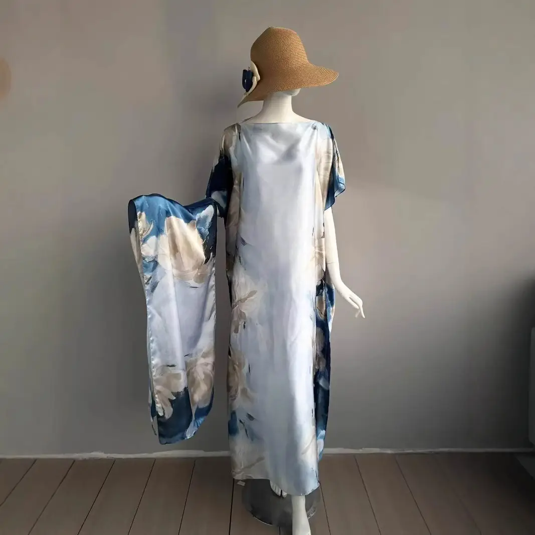 Cross-Border Hot-Selling Source Factory African Robe Clothing Kaftan Long Dress with Headscarf Set