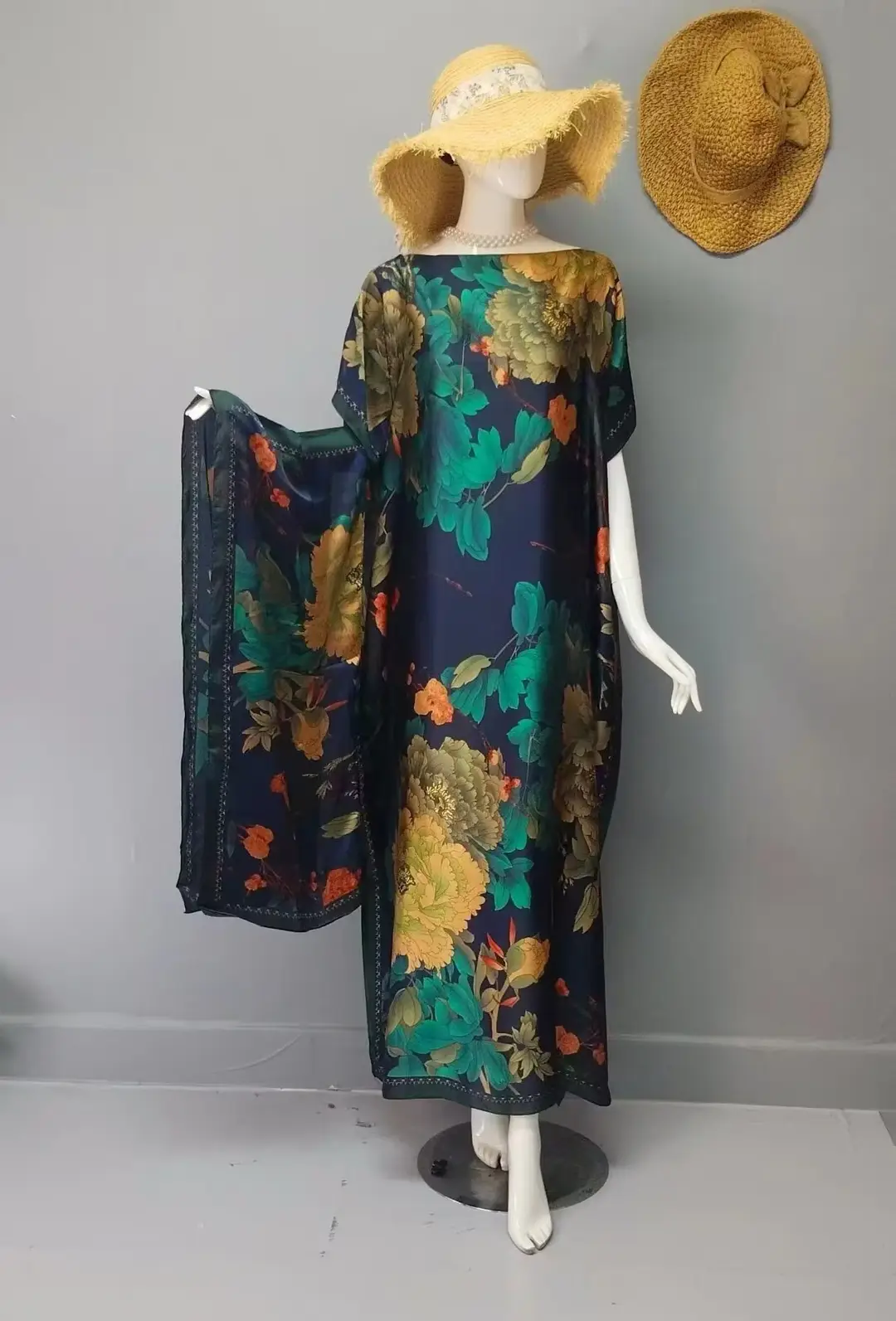 Cross-Border Hot-Selling Source Factory African Robe Clothing Kaftan Long Dress with Headscarf Set