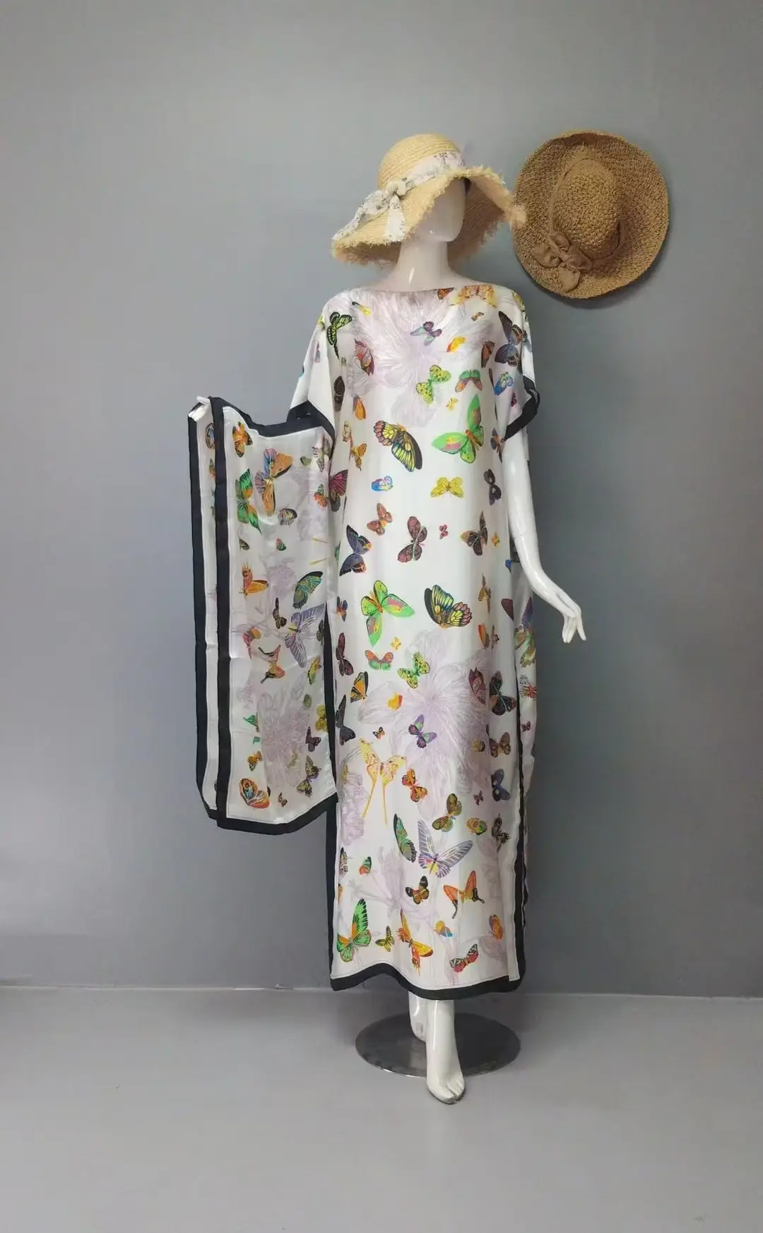 Cross-Border Hot-Selling Source Factory African Robe Clothing Kaftan Long Dress with Headscarf Set