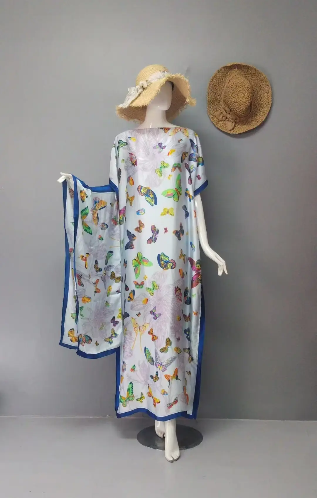Cross-Border Hot-Selling Source Factory African Robe Clothing Kaftan Long Dress with Headscarf Set