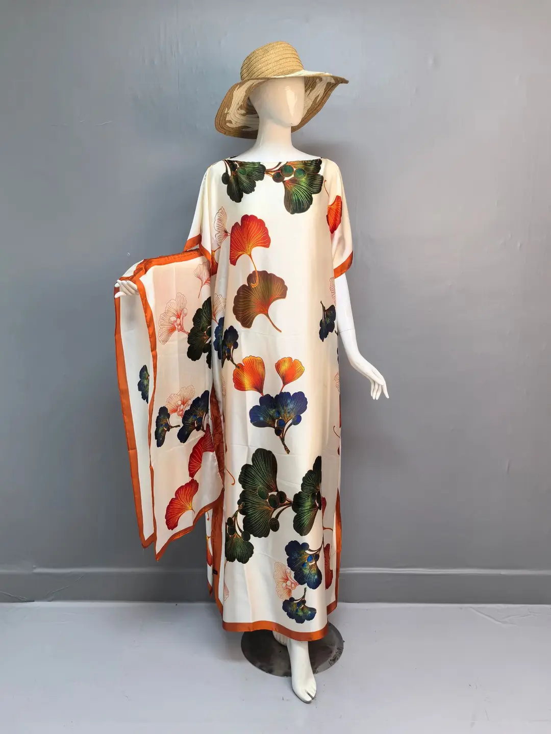 Cross-Border Hot-Selling Source Factory African Robe Clothing Kaftan Long Dress with Headscarf Set