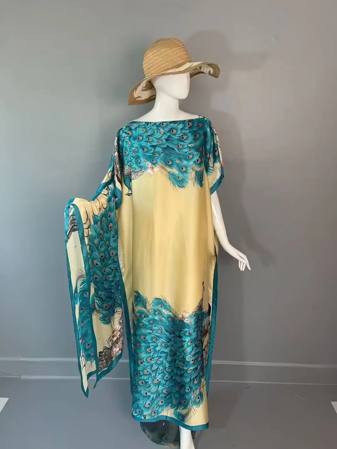 Cross-Border Hot-Selling Source Factory African Robe Clothing Kaftan Long Dress with Headscarf Set